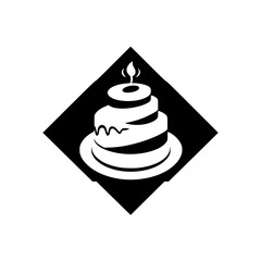 Black and White Cake in Diamond Shape, Isolated on White Background