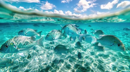 Underwater Paradise: A Shoal of Fish in Crystal Clear Waters