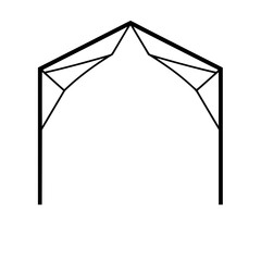 Black Geometric Arch: Architectural Outline on White, Minimalist Form, Modern Design