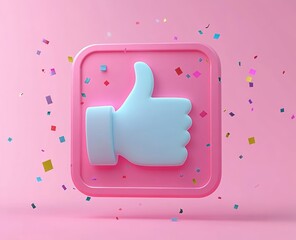 Minimalist Social Media Post Frame with Thumbs-Up Icon on Pastel Background