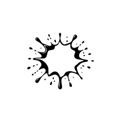 Black Ink Splatter Burst on White Background: A Graphic Black and White Ink Splatter.