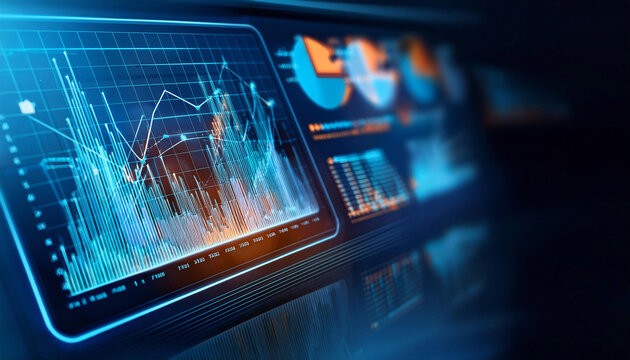 Close-Up of Data Charts and Graphs on a Computer Screen