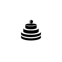 Minimalist 3-tier Cake Icon with a Single Sphere on Top against a White Background.