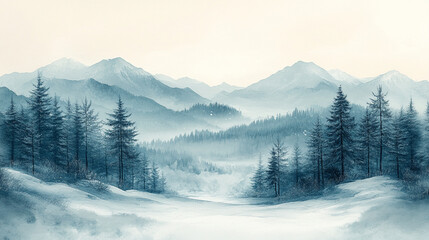 Fototapeta premium fields and mountains covered with snow 