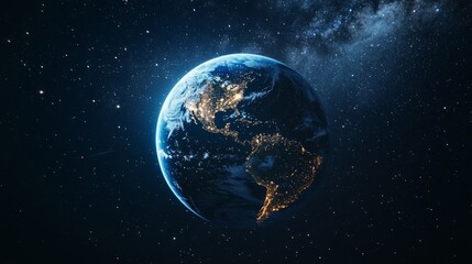 Fototapeta premium Earth globe in starry space, symbolizing unity and infinite possibilities. 