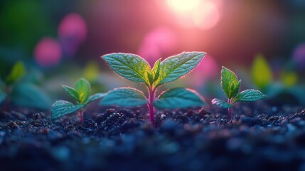 Sunrise Seedlings Growing in Garden Soil