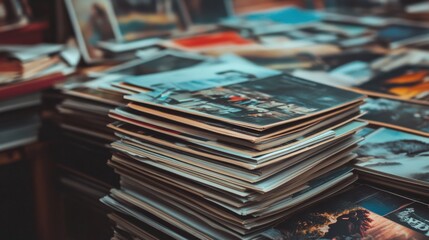 A vibrant collection of stacked photographs showcasing diverse landscapes and moments (1)