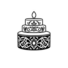 Elegant Wedding Cake Silhouette with Ornate Decoration
