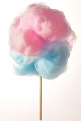 Fluffy cotton candy in vibrant colors isolated on a white backdrop  
