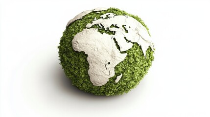 Small green globe on white background representing global warming prevention by dedicated individuals