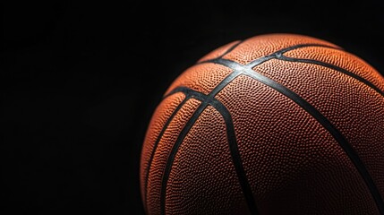 Close-up of a Basketball on a Black Background