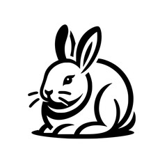 Minimalist depiction of a black and white rabbit.