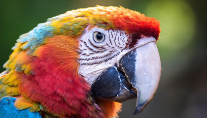 Fototapeta premium Close-Up of a Macaw, Emphasizing Its Stunning Plumage and Vibrant Colors