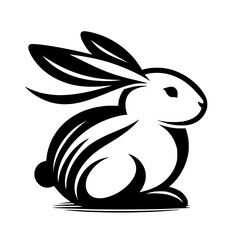 Sitting rabbit logo, black and white, minimalist, design, minimalist, animal, hare, rabbit, graphic, design, logo, side, view, graphic, black, white, contour, outline, simple, elegant, style, minimali