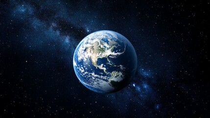 Earth globe in starry space, symbolizing unity and infinite possibilities.
