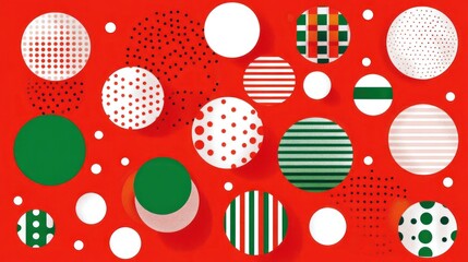 Red Background Festive Circles Patterned Design Simple Modern Style