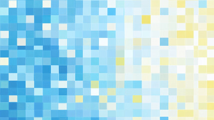 Fototapeta premium Minimalist pixel art grid with pastel blue and yellow blocks offers a modern twist on 8-bit design.