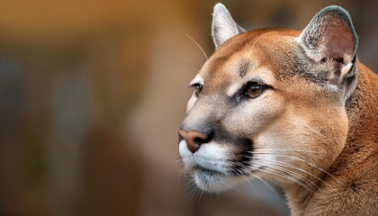 Close-Up of a Puma, Highlighting Its Sleek Fur and Intense Gaze