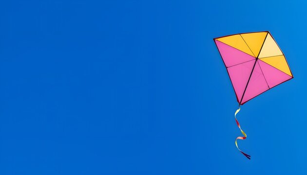 Uma pipa colorida com fundo de c&eacute;u azul profundo