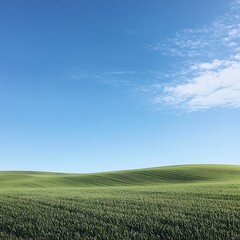 Obraz premium Serene landscape with a lush green field and bright blue sky 