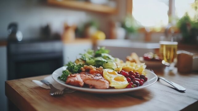 Balanced keto-friendly meal plate promoting mood stabilization and healthy eating habits.