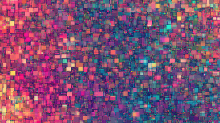 Fototapeta premium Glitchy pixelated noise with random color shifts and interference mimics a malfunctioning screen for an edgy, futuristic design