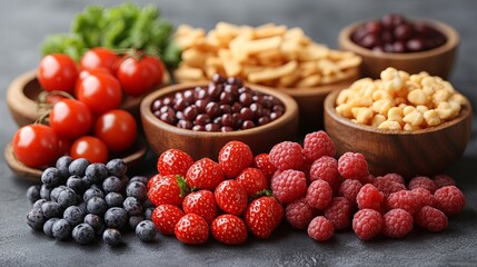 Healthy-looking snacks with hidden unhealthy ingredients, showcasing deceptive nutrition concepts.