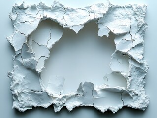 Obraz premium Fractured Square Frame on White Wall Abstract Background