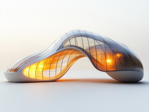 Futuristic Flexible Solar Panel with Glossy Surface and Dynamic Curves