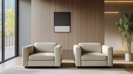 Fototapeta premium An empty room with wooden floors and white walls