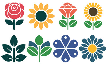 set of flowers vector