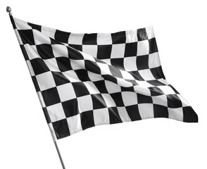 One racing checkered flag isolated on white