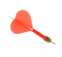 One red dart arrow in air isolated on white