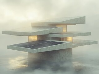 Futuristic Solar Panel Design Minimalist Aesthetic Geometric Shapes Renewable Energy Technology