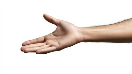 High-resolution image of a human hand reaching out, isolated on a transparent background for versatile design use