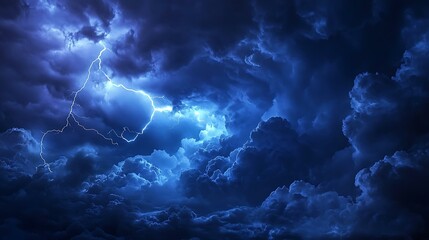 Thunderstorm with dramatic lightning bolts illuminating dark clouds â€”ar 16:9