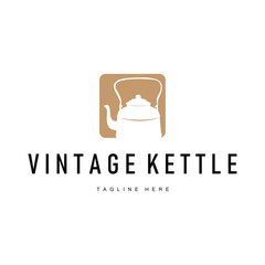 retro vintage silhouette design concept simple minimalist kettle logo product brand template
