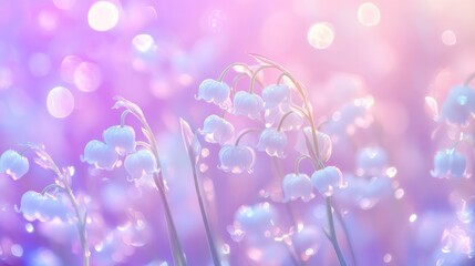 Fototapeta premium Pastel Lily-of-the-Valley with Sparkling Glitter and Soft Glow for Elegant Romantic Backgrounds
