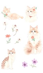 Fototapeta premium cat watercolor illustration, generation AI 