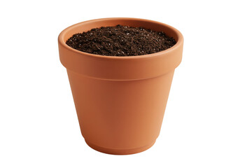 Terracotta pot with soil mixture isolated on transparent background Generative Ai.