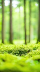 Fototapeta premium Close-Up Moss and Rocks Landscape in a Forest Corner with Natural Greenery 