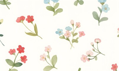 Fototapeta premium Vintage florl pattern watercolor illustration, generation AI 