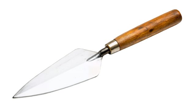 A sharp tool for cutting or shaping hard materials like wood or stone