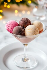 Sweet waffle paired with scoops of ice cream for indulgence  
