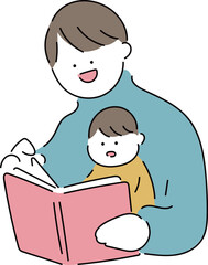 お父さんと赤ちゃん_絵本を読む