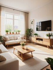 Nordic style interior living room design