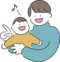 お父さんと赤ちゃん_歌う