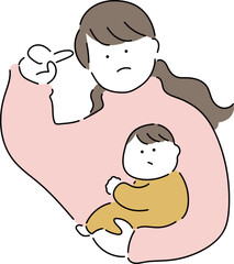 お母さんと赤ちゃん「どうしよう？」