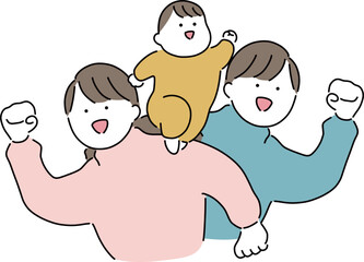 家族で「いくぞ！」_お母さん前