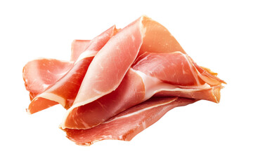 Pile of ham is on a white background, isolated